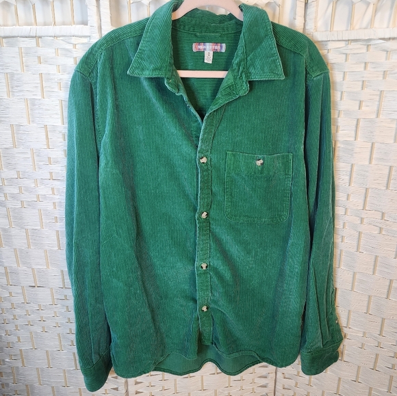 Urban Outfitters- NWOT Teal Long Sleeve Corduroy Button-Down - Picture 1 of 8